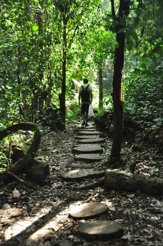 Caminhando em trilha do Parque Nacional Corcovado, na Península de Osa, no sul da Costa Rica